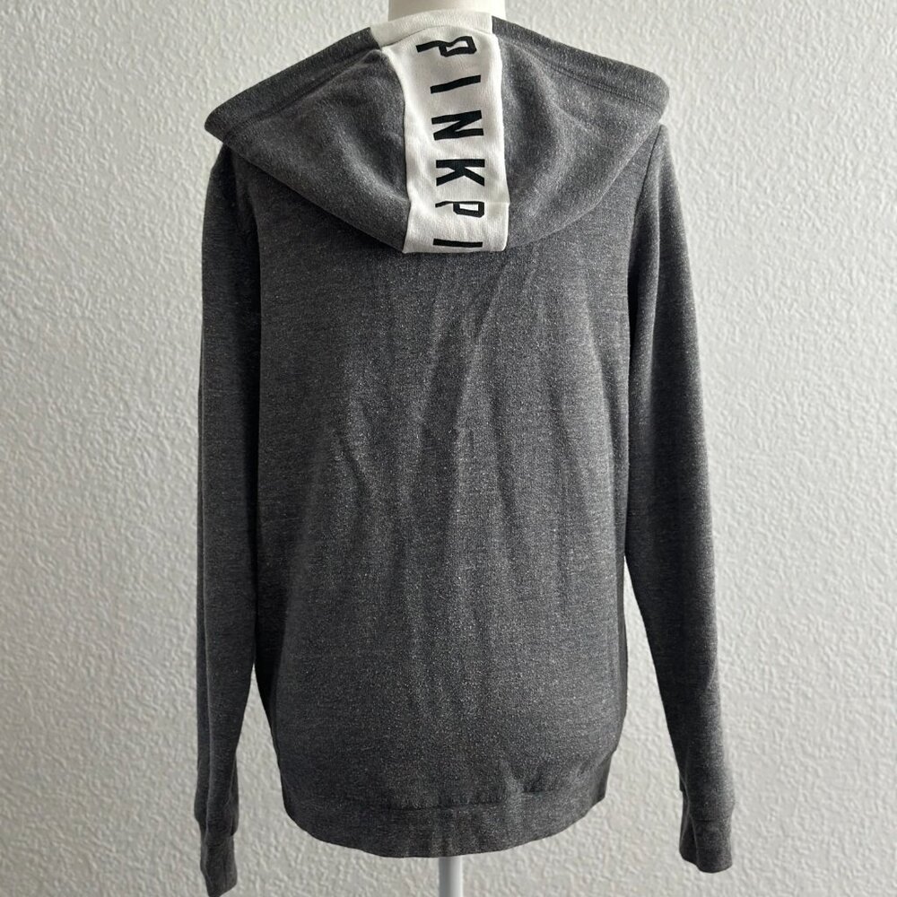 PINK Victoria’s Secret Zip-Up Hoodie – Gray – Size Small - Picture 6 of 8